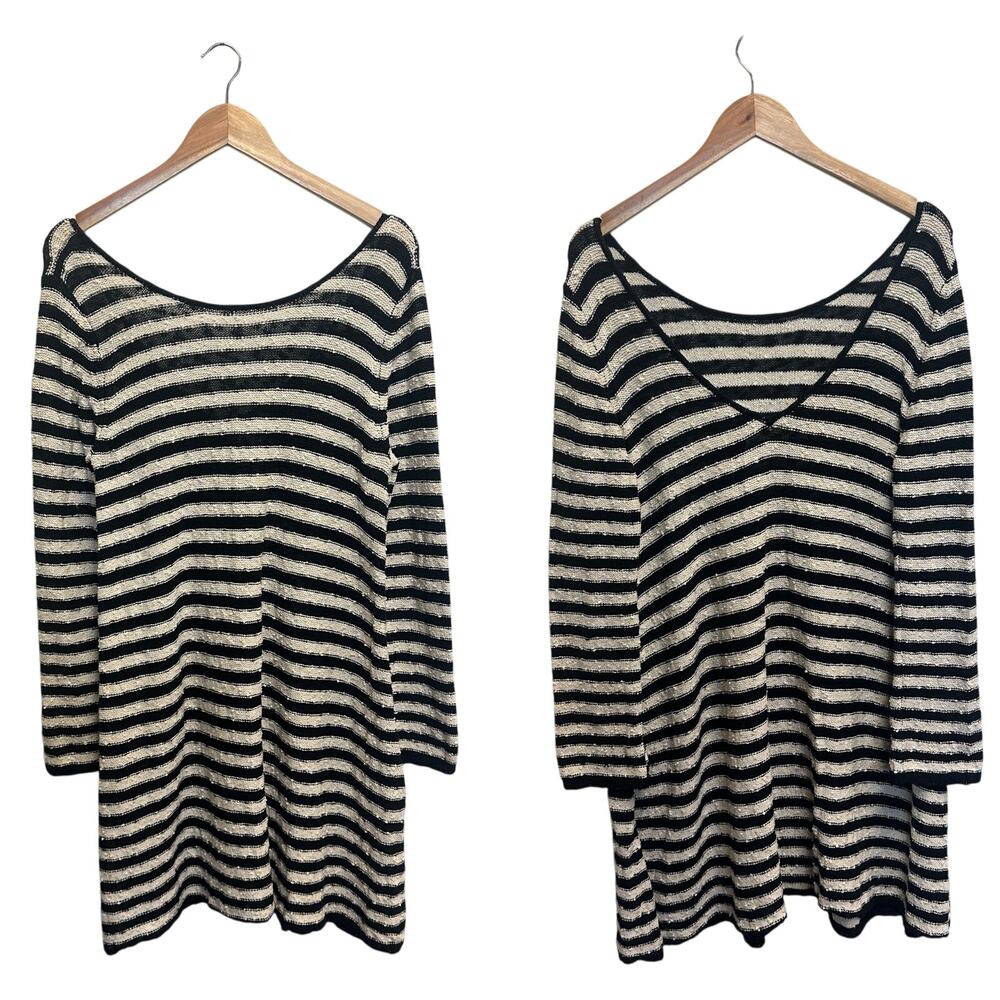 Free People Black and White Striped Mini Dress